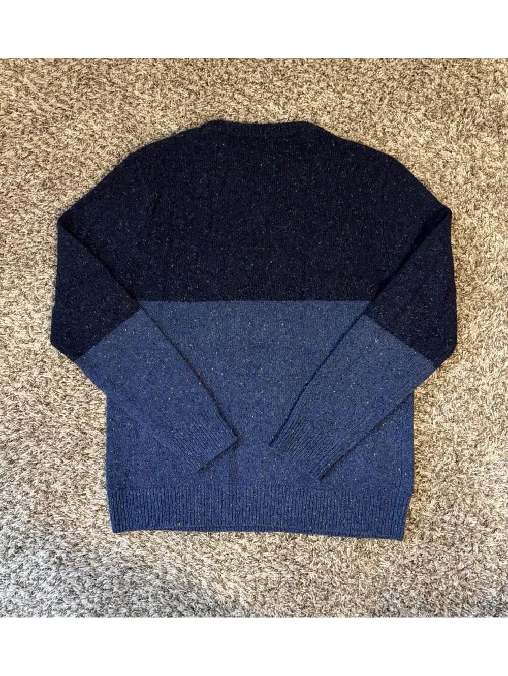 J. Crew Men’s Blue Color Block Donegal Wool Blend Pullover Sweater Size Large